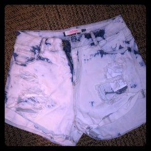 Distressed jean shorts